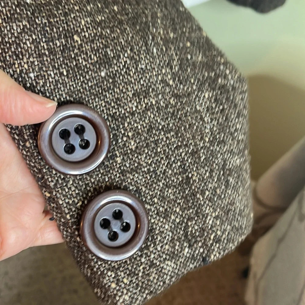 Carlisle Gray Tweed Double-Breasted Wool Silk Blazer - Picture 12 of 14